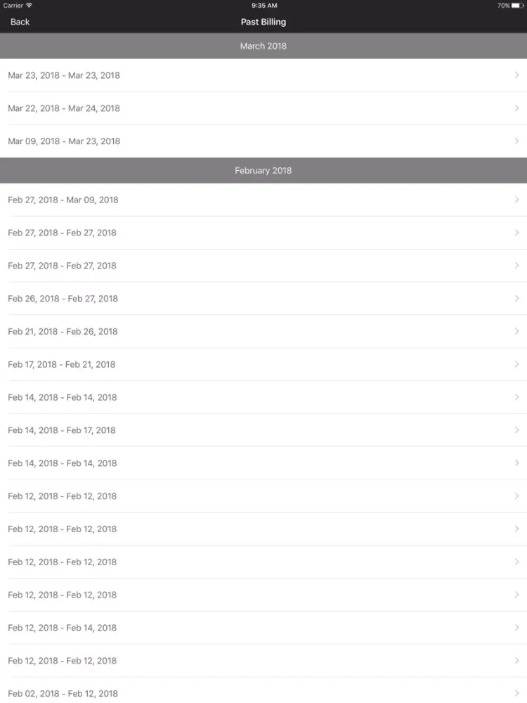 Screenshot di DBA Punchcard iPad 