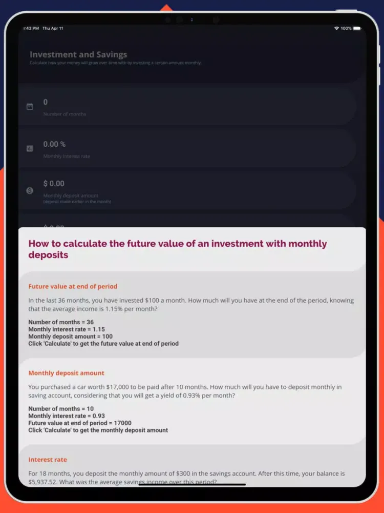 Captures d'écran de Financial Calculator Invest iPad 