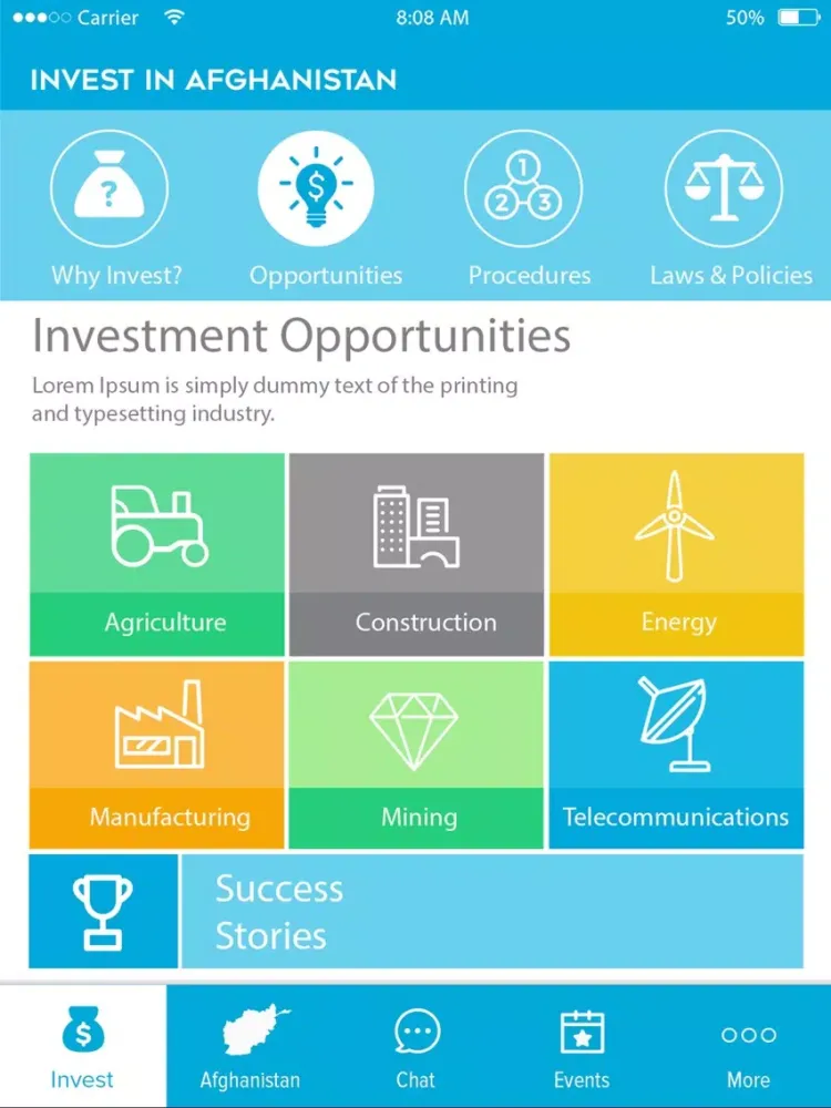 Capturas de pantalla de Invest in Afghanistan iPad 