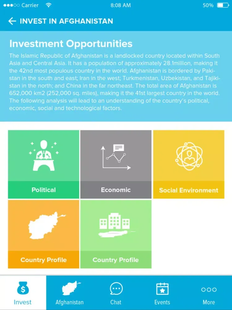 Capturas de pantalla de Invest in Afghanistan iPad 