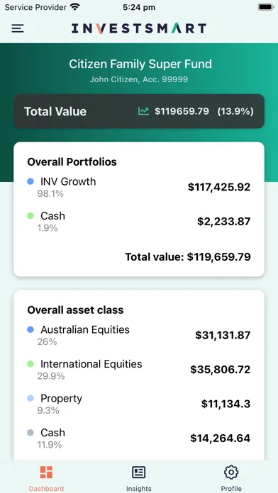 ภาพหน้าจอของ InvestSMART
