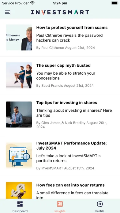 ภาพหน้าจอของ InvestSMART