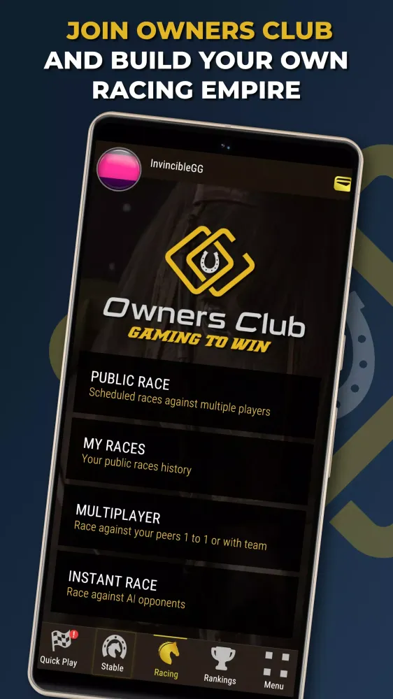 Tangkapan layar Owners Club - AI Horse Racing