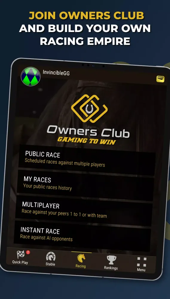 Tangkapan layar Owners Club - AI Horse Racing