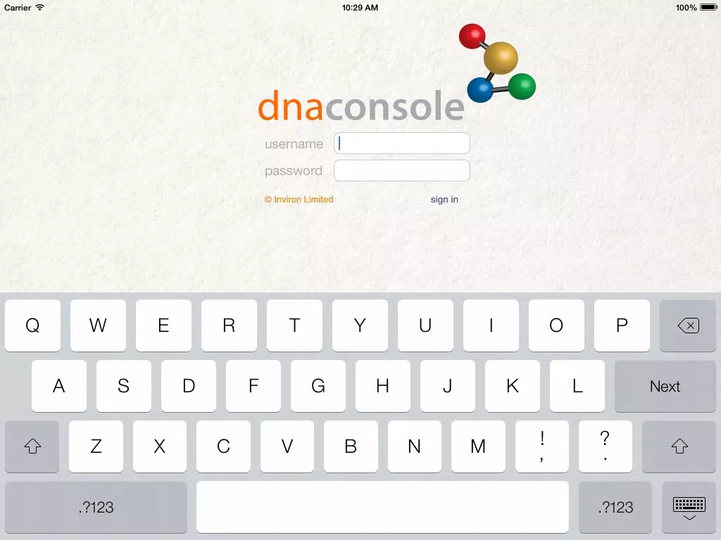 Capturas de tela do DNA Console iPad 