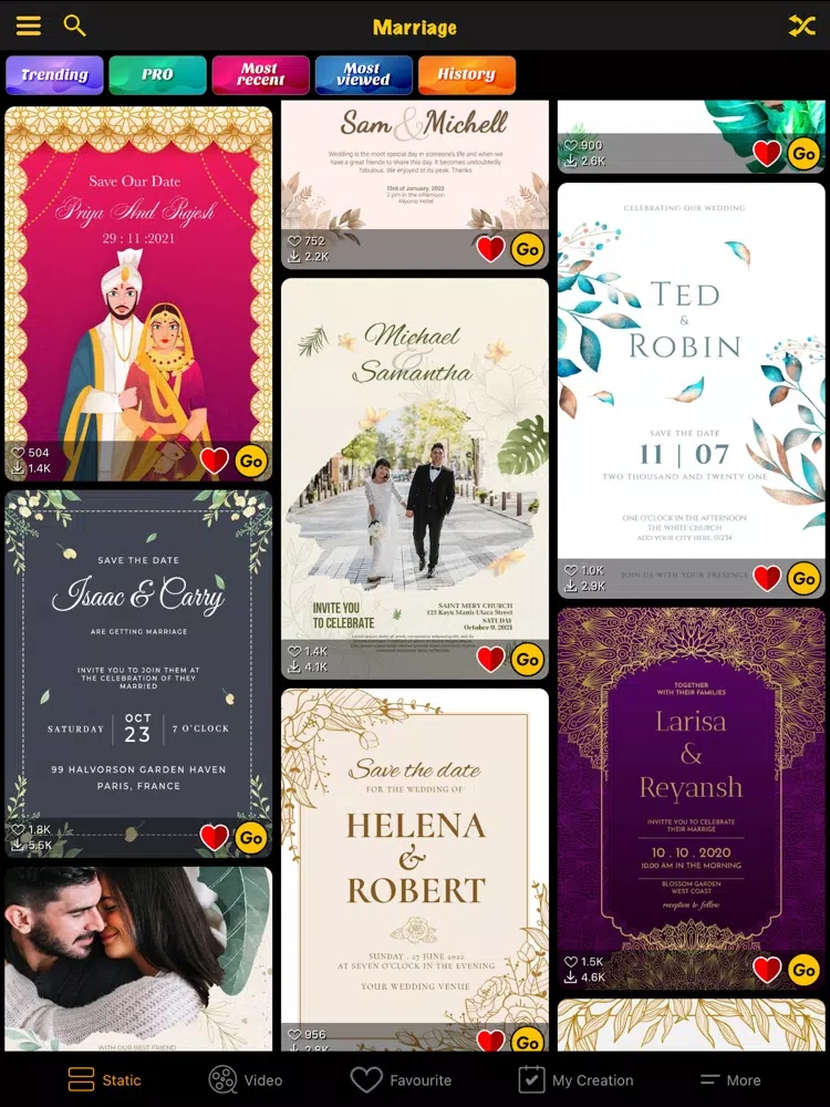 Digital Video Invitation Maker iPad  Screenshots