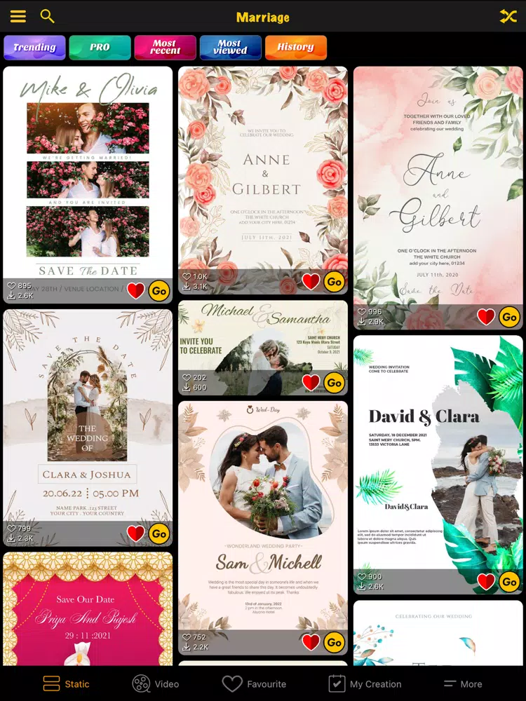 Digital Video Invitation Maker iPad  Screenshots
