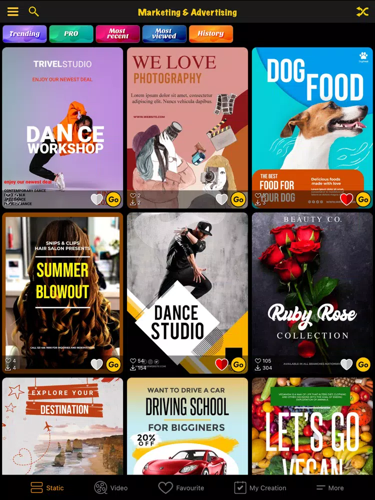 Digital Video Invitation Maker iPad  Screenshots