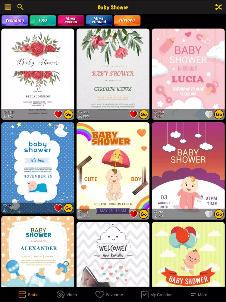 Digital Video Invitation Maker iPad  Screenshots