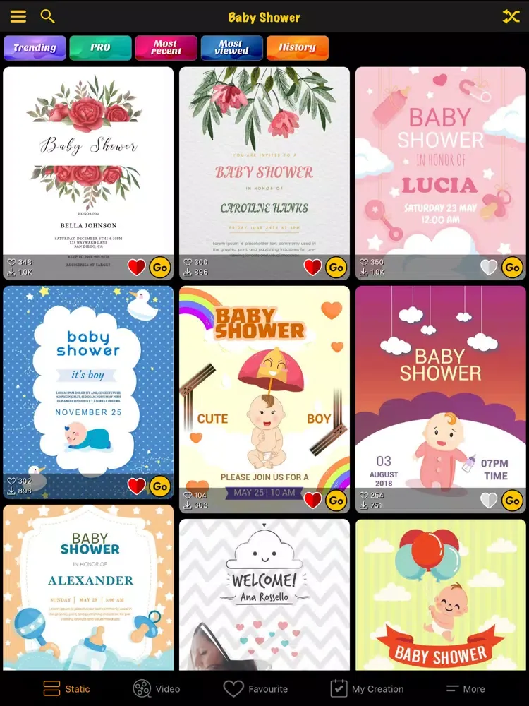 Digital Video Invitation Maker iPad  Ekran Görüntüleri