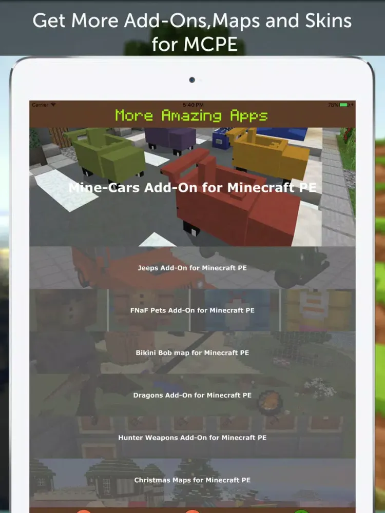 Sports Cars AddOn for Minecraft Pocket Edition iPad  Ekran Görüntüleri