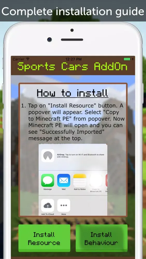 Sports Cars AddOn for Minecraft Pocket Edition Ekran Görüntüleri