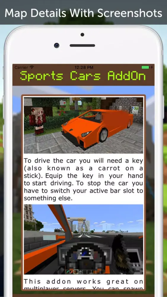 Sports Cars AddOn for Minecraft Pocket Edition Ekran Görüntüleri