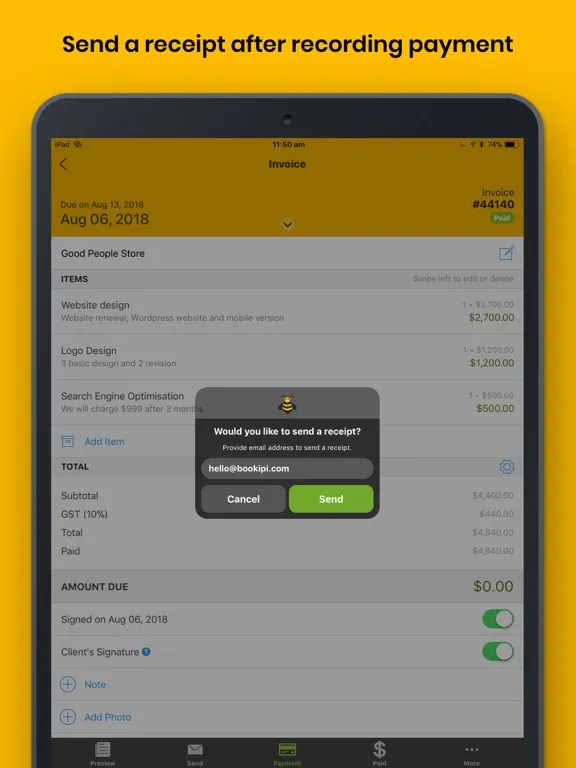 Invoice Bee Estimate Maker 2Go iPad  Screenshots
