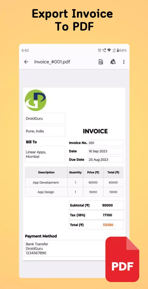 Invoice Generator: Excel & Pdf Screenshots