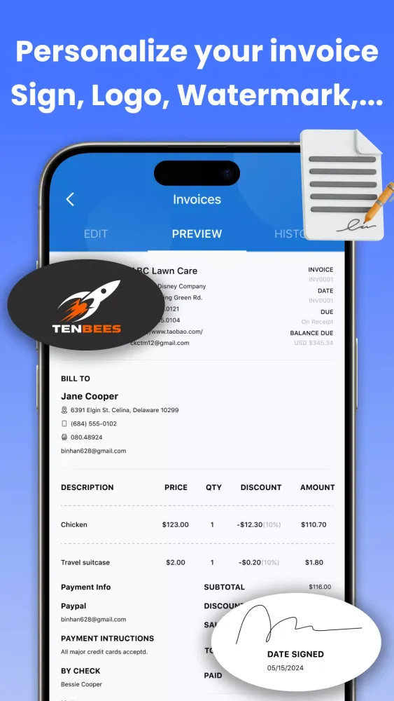 BillUp: Easy Invoice Maker スクリーンショット