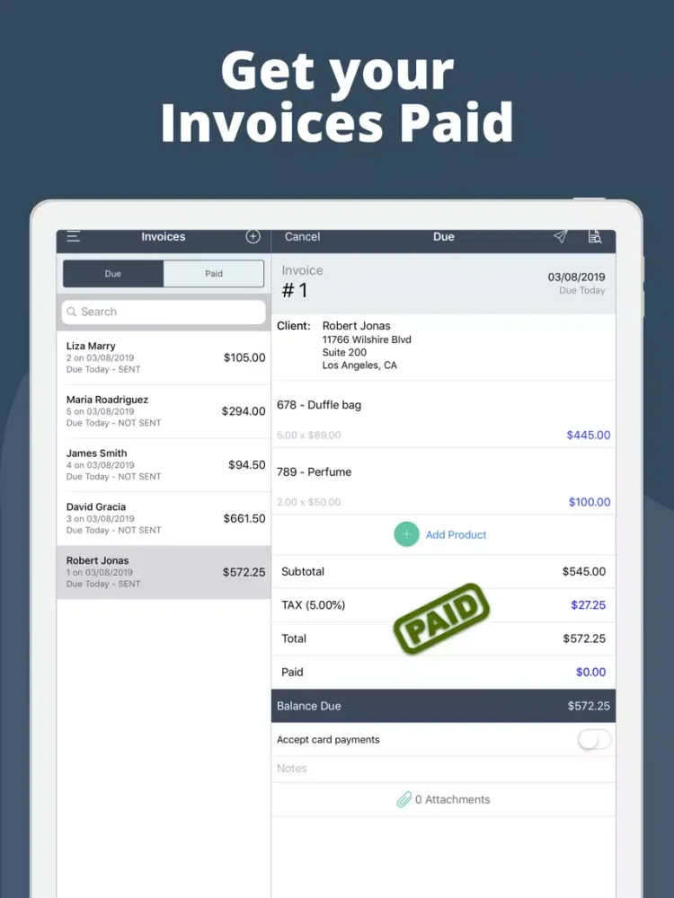 Invoice Maker Business Receipt iPad  Screenshots