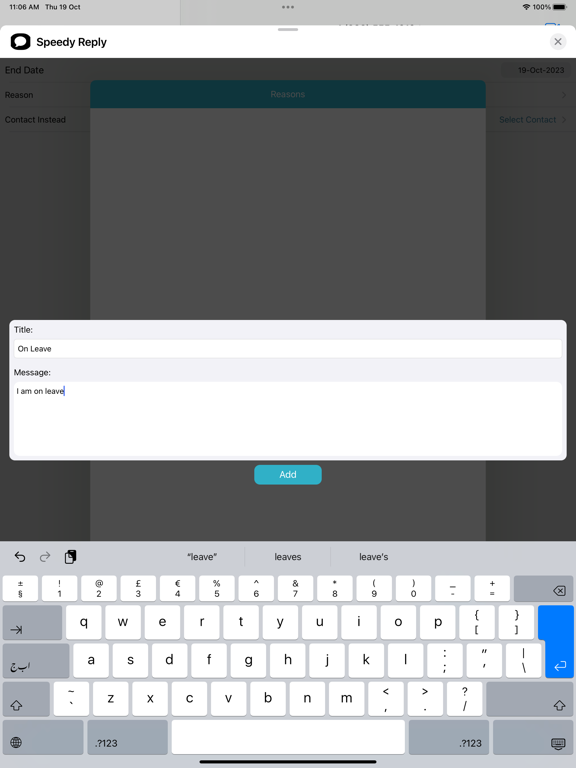 Speedy Reply iPad 应用截图