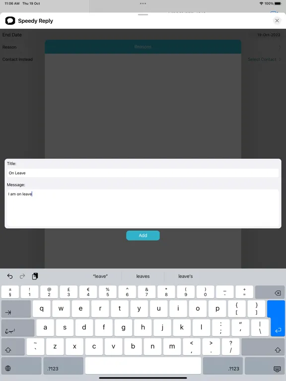 Zrzuty ekranu Speedy Reply iPad 