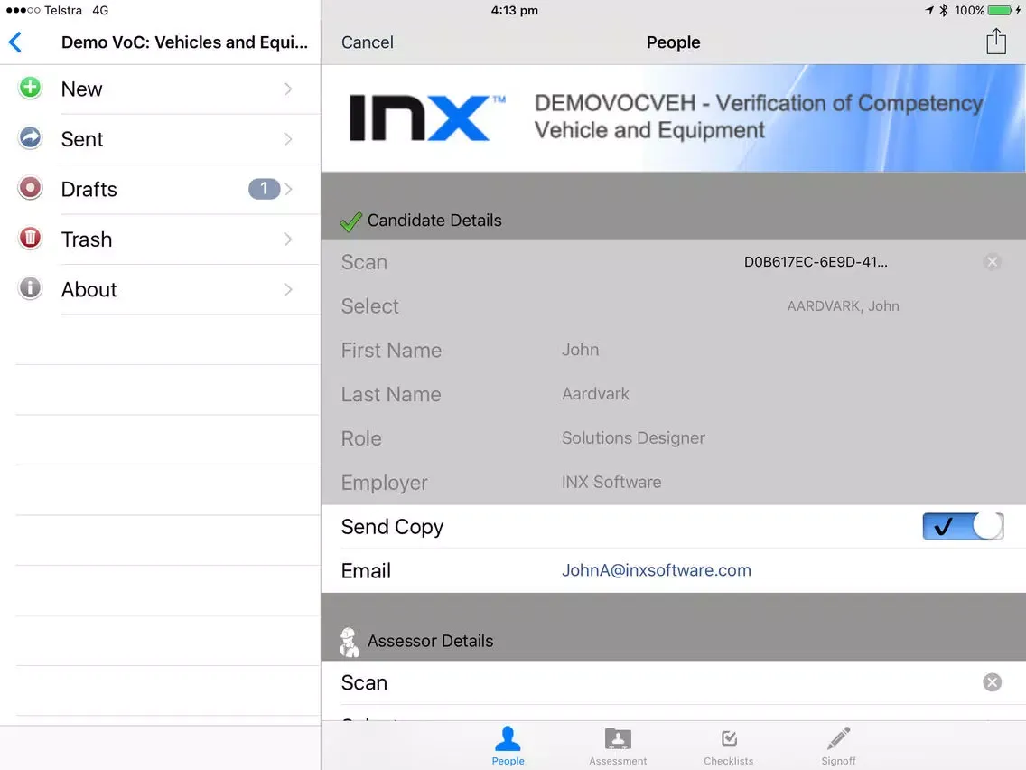 Скриншоты INX Assessor iPad 