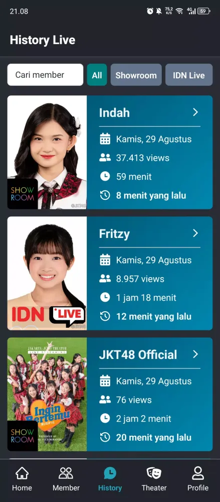 JKT48 Showroom Fanmade应用截图