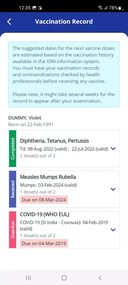 Tangkapan skrin IOM Vaccine