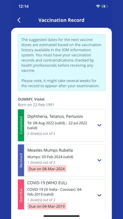 IOM Vaccine 스크린샷