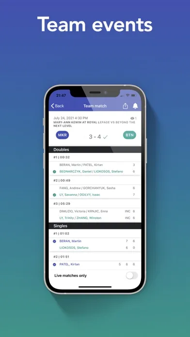 iOnCourt Tennis Match Tracker Screenshots