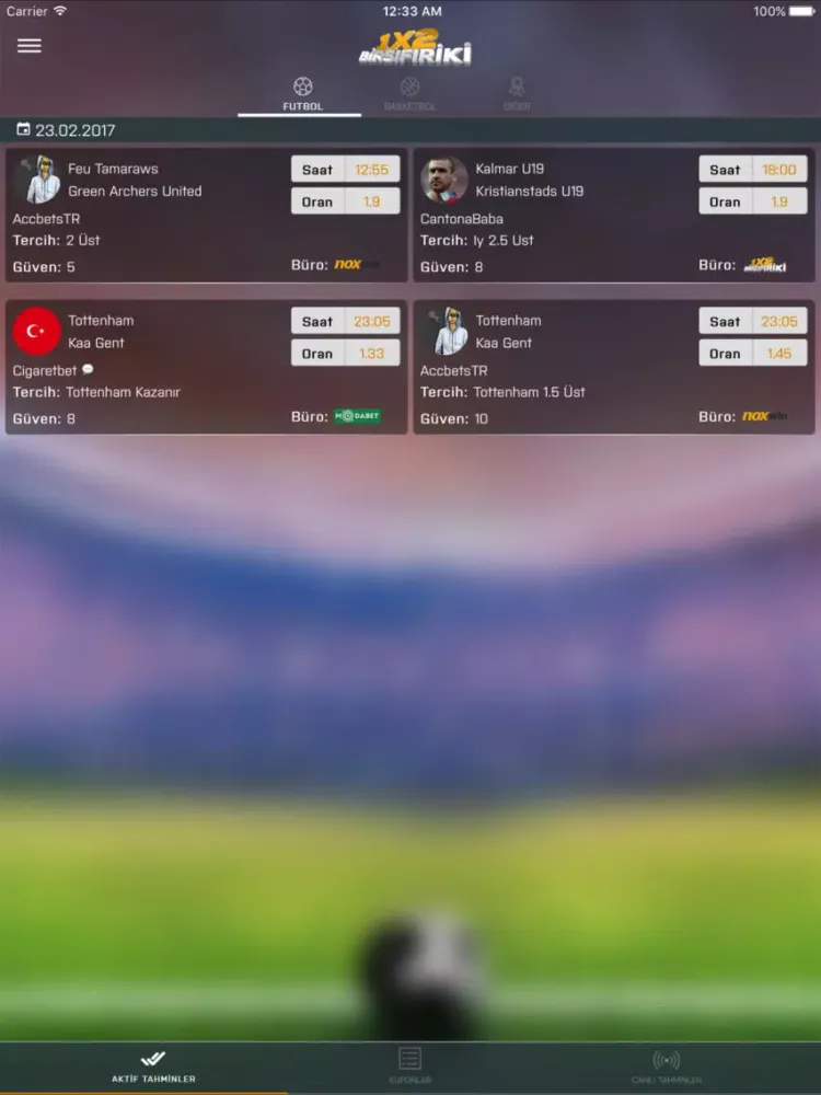 BirSıfırİki - Günlük Bahis Tahminleri iPad 应用截图