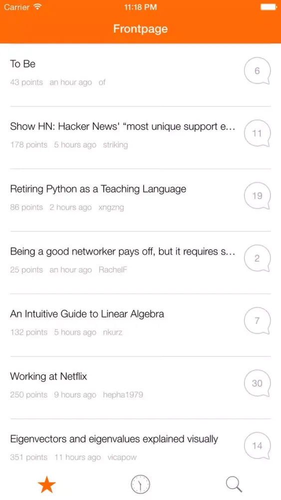 HN Front Page应用截图