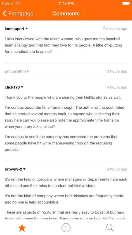 HN Front Page应用截图