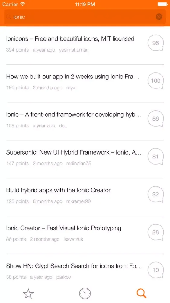HN Front Page应用截图