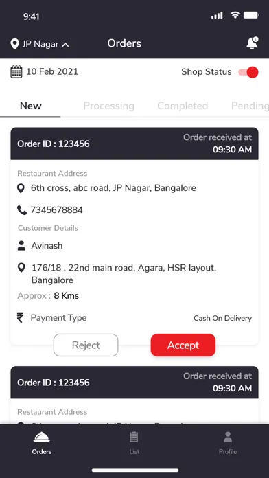 Tangkapan layar SAAS ORDER MANAGEMENT APP