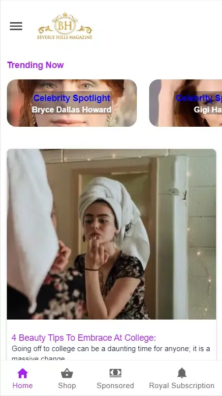 Capturas de tela do Beverly Hills Magazine, LLC
