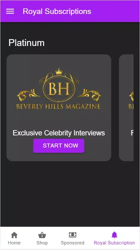 Capturas de tela do Beverly Hills Magazine, LLC