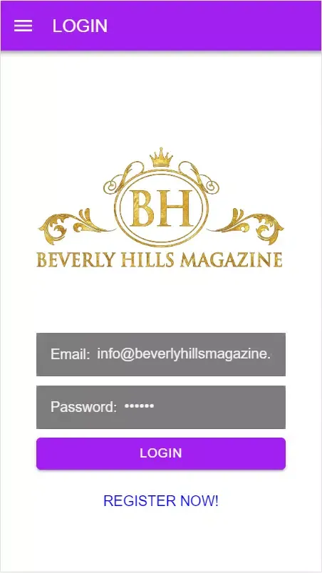 Capturas de tela do Beverly Hills Magazine, LLC