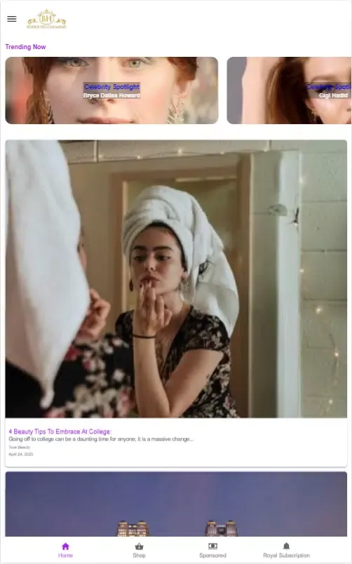 Capturas de tela do Beverly Hills Magazine, LLC