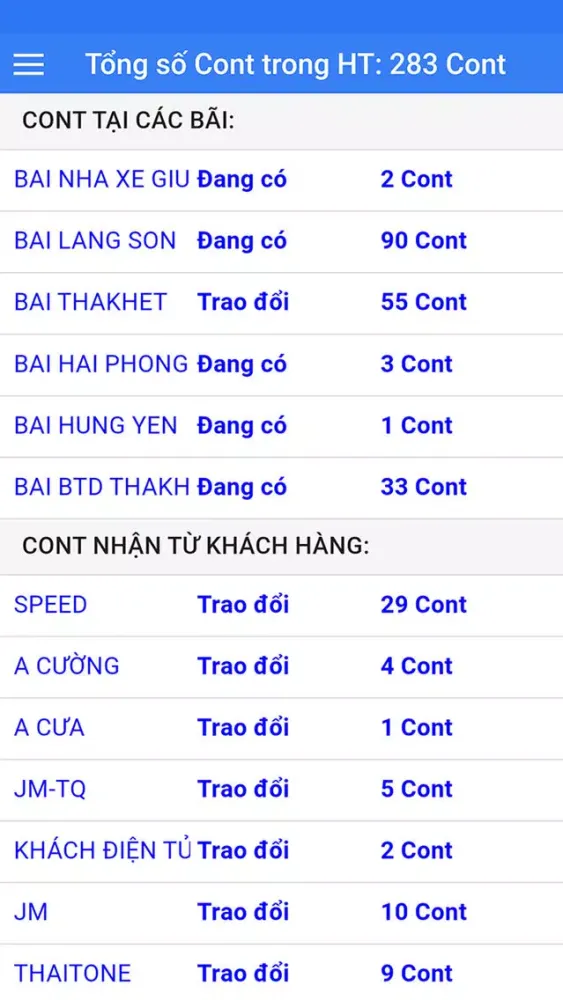 ภาพหน้าจอของ BTD Container