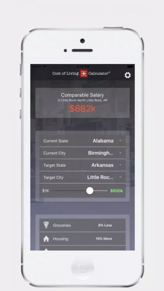 Tangkapan skrin Cost of Living Calculator Plus