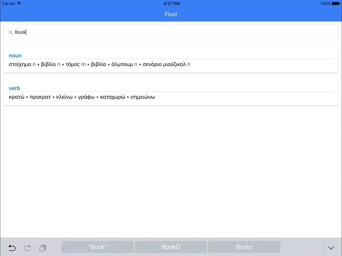 Capturas de tela do English-Greek Bilingual Dictionary iPad 