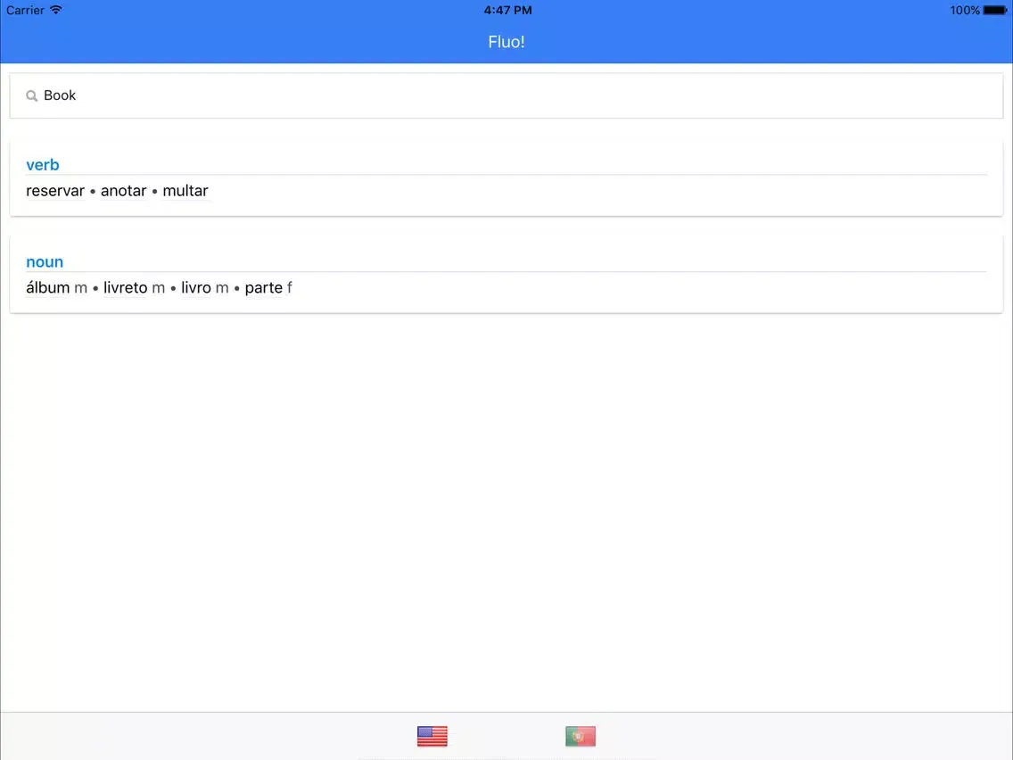 Ảnh chụp màn hình của English-Portuguese Bilingual Dictionary iPad 