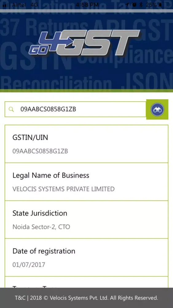 Go4GST GSTIN Lookup应用截图