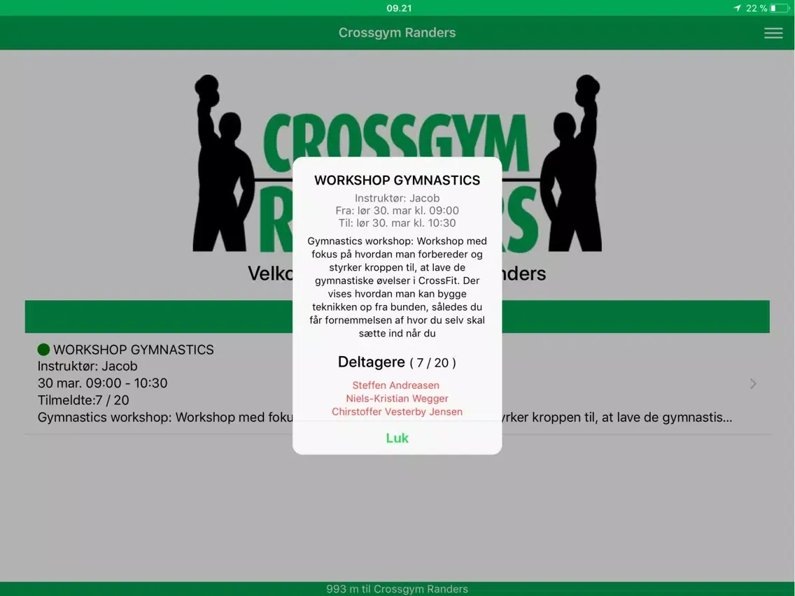 Crossgym Randers iPad 应用截图