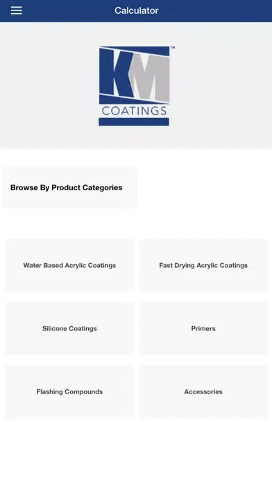 KM Coatings Calculator Screenshots