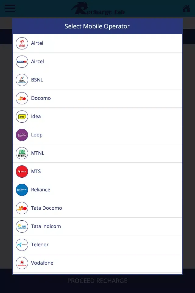 Recharge Tab Screenshots