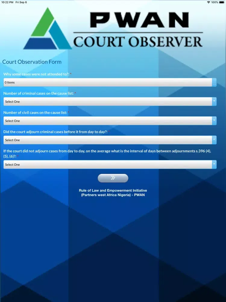PWAN Court Observer iPad  Screenshots