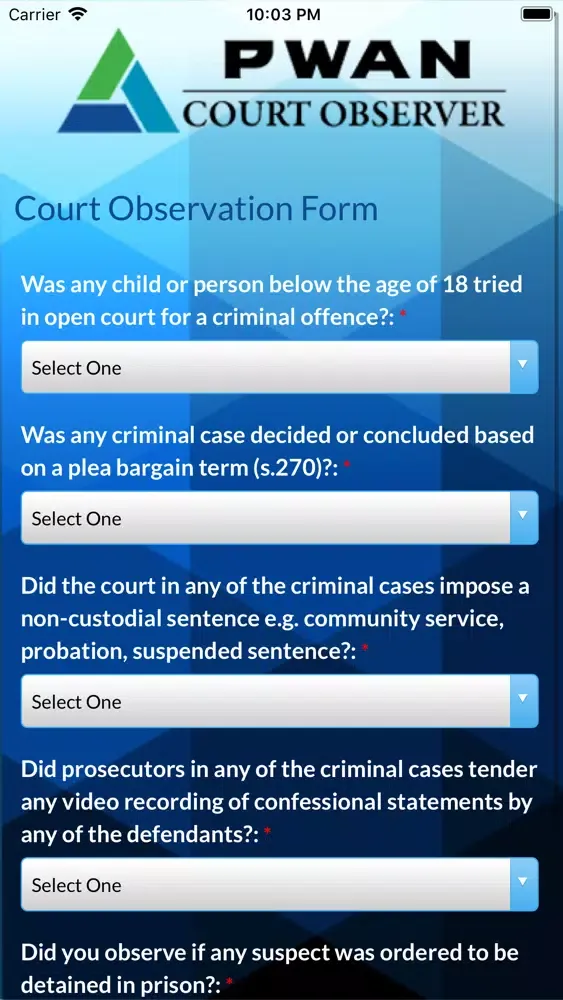 PWAN Court Observer Screenshots