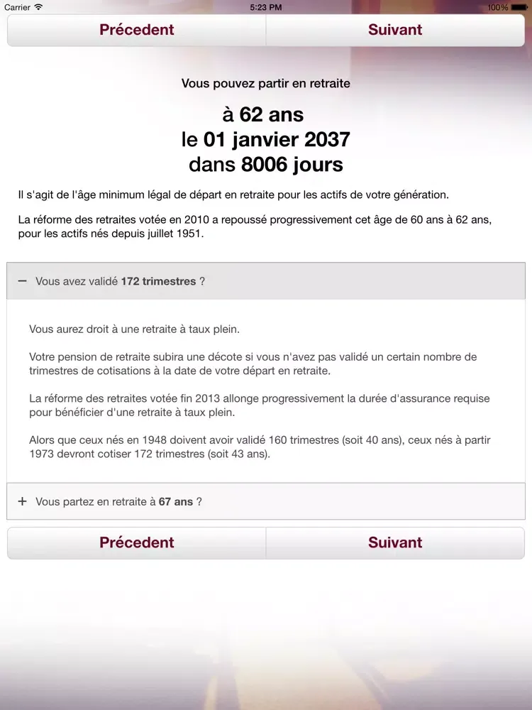 Screenshot di Âge de ma retraite iPad