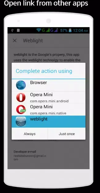 Ảnh chụp màn hình của Weblight, Open Web Pages Faste