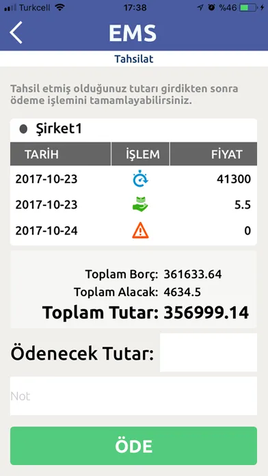 Tangkapan layar EMS - Asansör Takip Sistemi